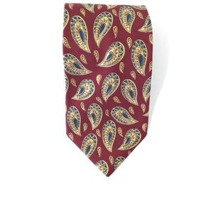 🎈 SILK TIE M. STERLING PAISLEY  BURGUNDY